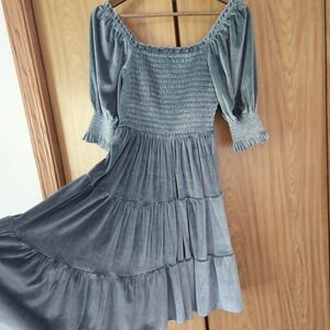 Baltic Born - Size Small - Bliss Velvet Short Dress - Dusty Blue